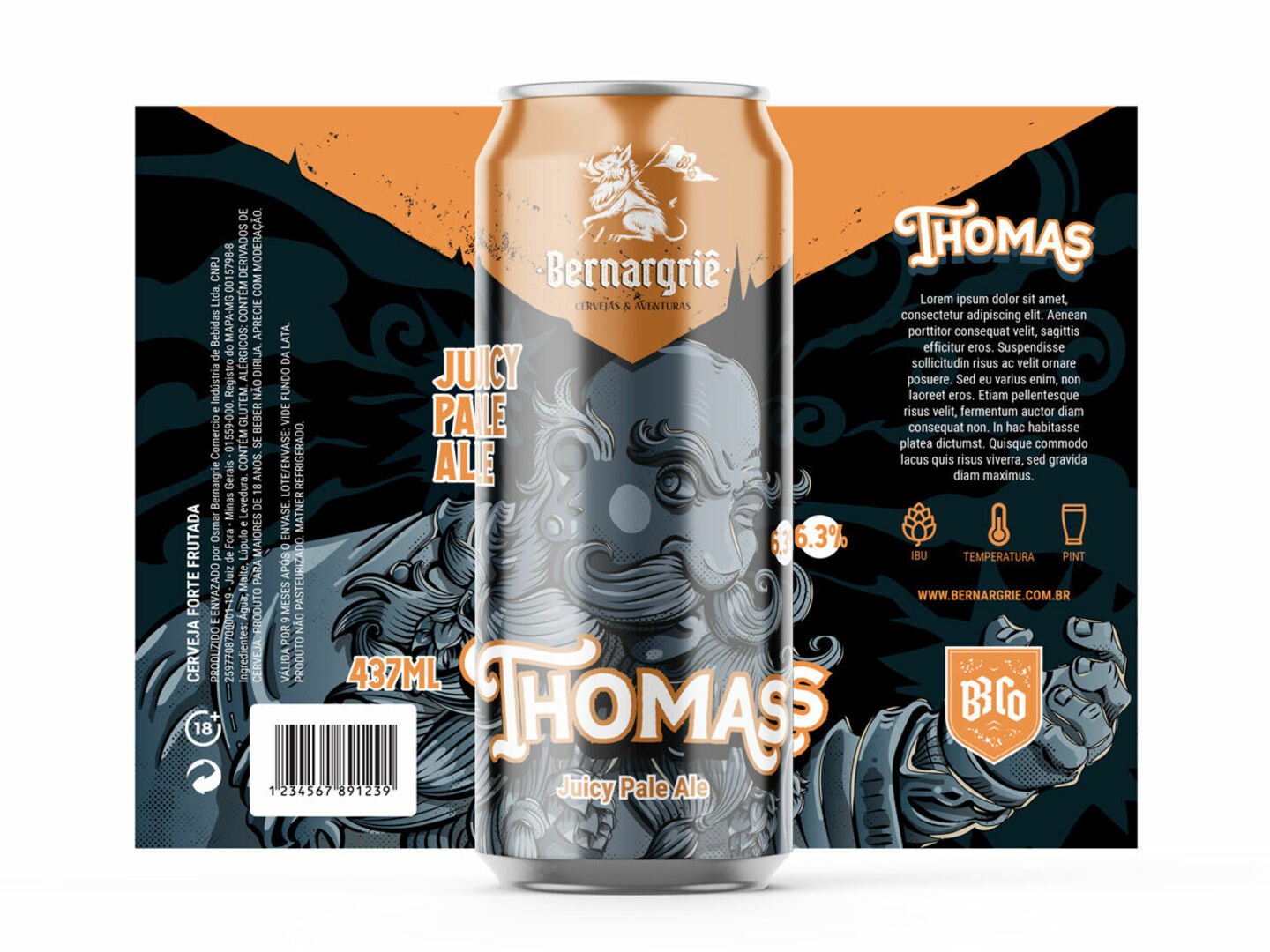 Bernargriê - Ilustração da lata de cerveja Bernargriê - Ilustração da lata de cerveja