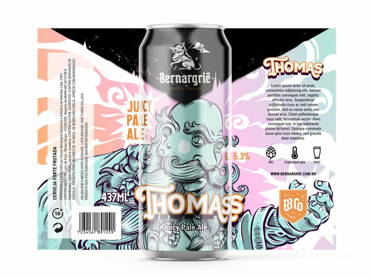 Bernargriê - Ilustração da lata de cerveja
